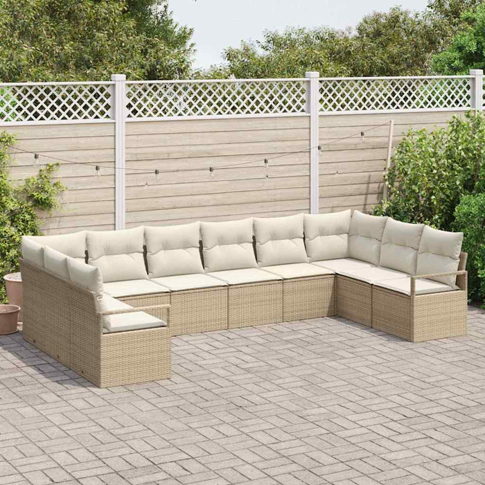 Set de canapele pentru grădină 10 pcs Bej și Alb poliratan - WALTI WALTI