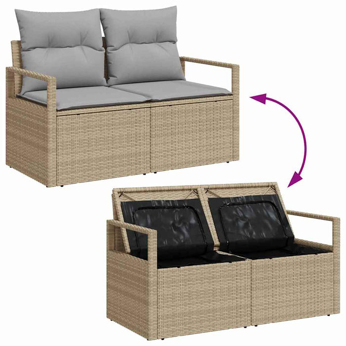 Set de canapele pentru grădină 10 pcs Bej și Alb poliratan - WALTI WALTI
