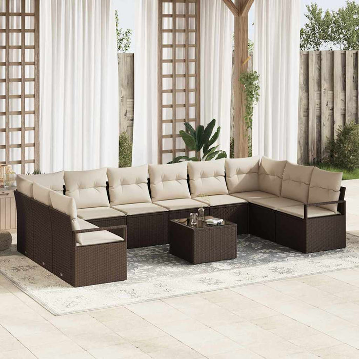 Set de canapele pentru grădină cu pernă 11 pcs Maro, Crem - WALTI WALTI