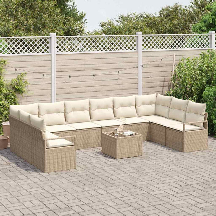 Set de canapele pentru grădină 11 pcs Bej și crem poliratan - WALTI WALTI