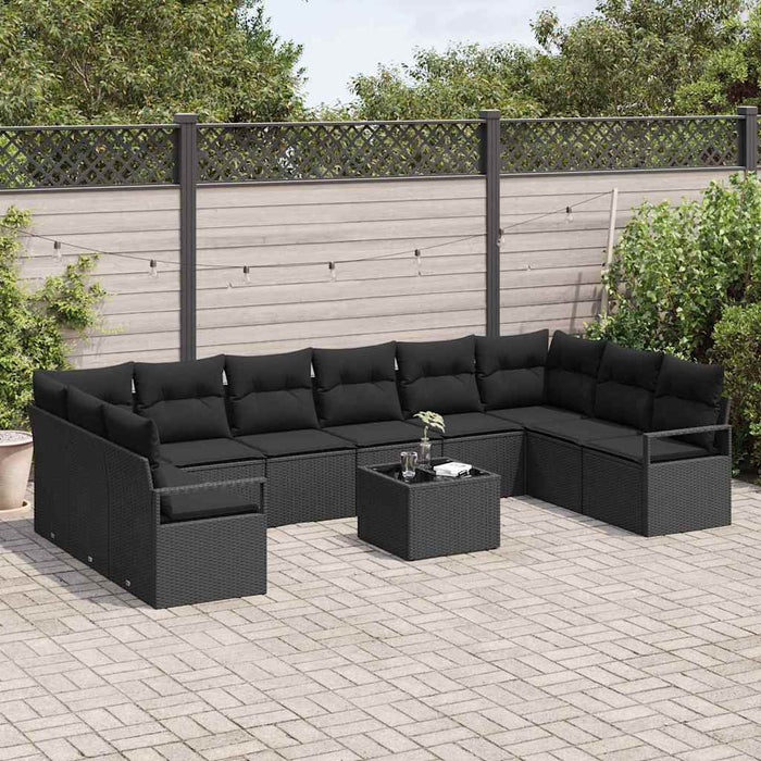 Set de canapele pentru grădină cu pernă 11 pcs Negru - WALTI WALTI