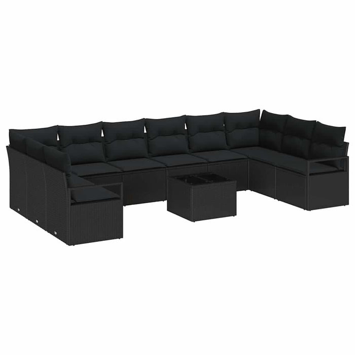 Set de canapele pentru grădină cu pernă 11 pcs Negru - WALTI WALTI
