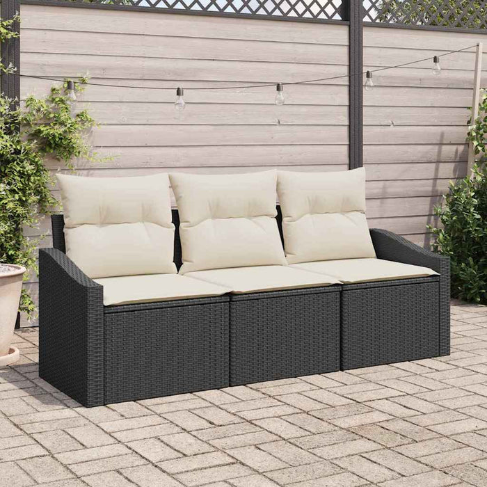 Set de canapele pentru grădină cu pernă 3 pcs Negru, Crem - WALTI WALTI