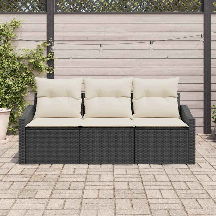 Set de canapele pentru grădină cu pernă 3 pcs Negru, Crem - WALTI WALTI