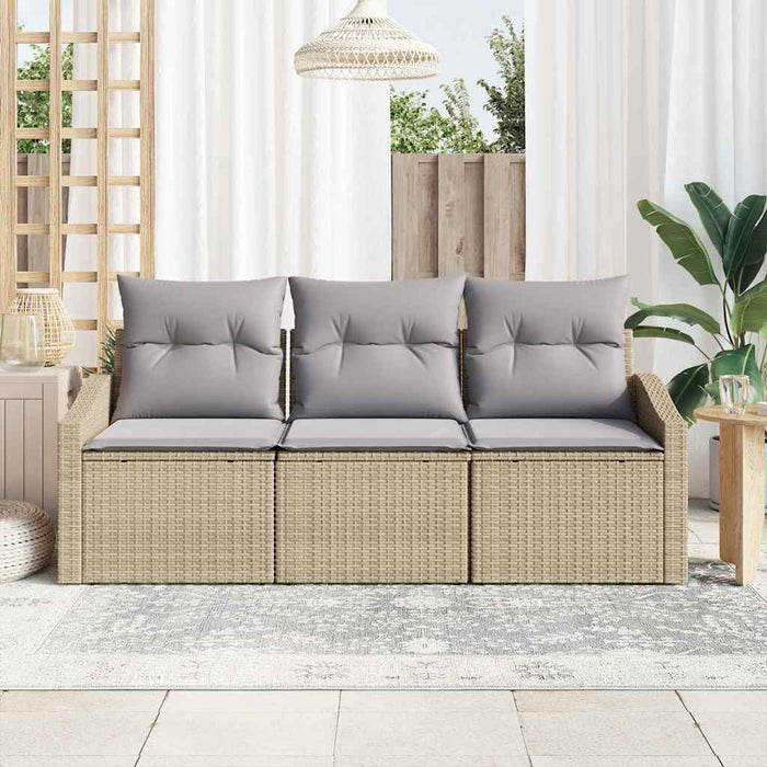 Set de canapele pentru grădină cu pernă 3 pcs Bej, Gri deschis - WALTI WALTI
