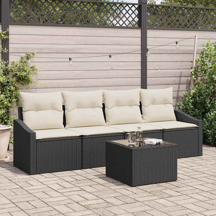 Set de canapele pentru grădină cu pernă 5 pcs Negru, Crem - WALTI WALTI