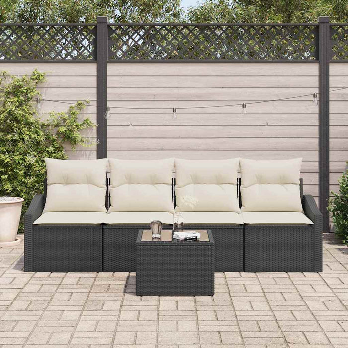 Set de canapele pentru grădină cu pernă 5 pcs Negru, Crem - WALTI WALTI