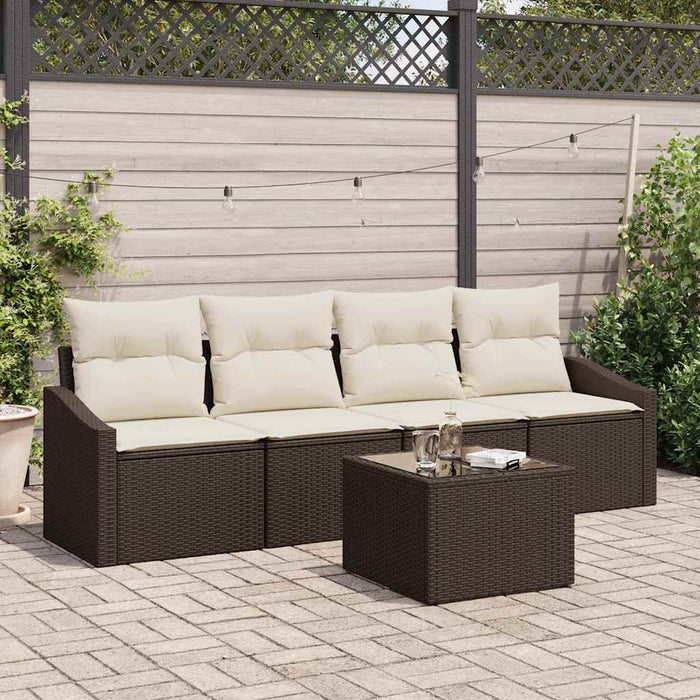 Set de canapele pentru grădină 5 pcs Maro, Crem 55 x 55 x 37 cm - WALTI WALTI