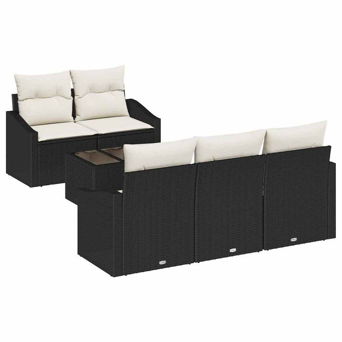 Set de canapele pentru grădină cu pernă 6 pcs Negru, Crem - WALTI WALTI