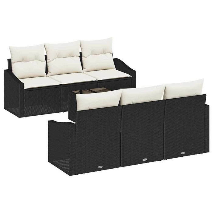 Set de canapele pentru grădină cu pernă 7 pcs Negru, Crem - WALTI WALTI