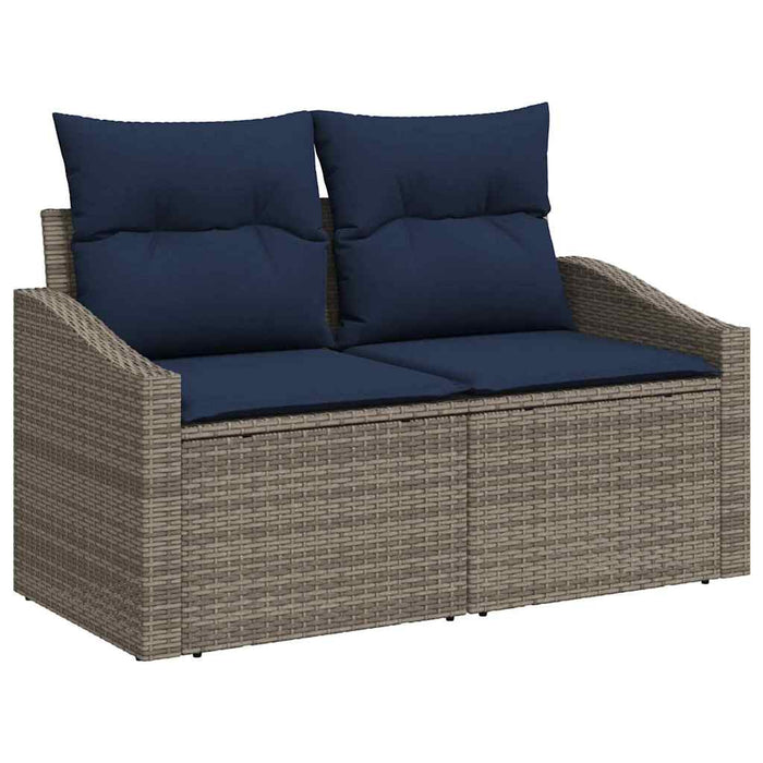 Set de canapea cu pernă 7 pcs Gri și bleumarin poliratan - WALTI WALTI