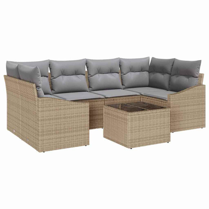 Set de canapele pentru grădină 7 pcs Bej, Gri 55 x 55 x 37 cm - WALTI WALTI