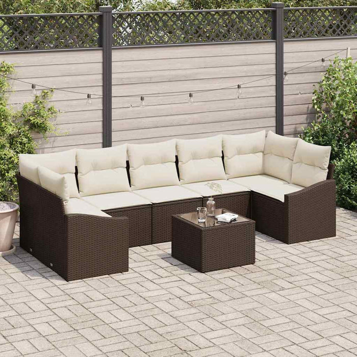 Set de canapele pentru grădină 8 pcs Maro, Crem 55 x 55 x 37 cm - WALTI WALTI