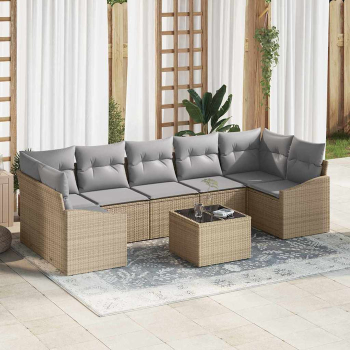 Set de canapele pentru grădină 8 pcs Bej, Gri 55 x 55 x 37 cm - WALTI WALTI