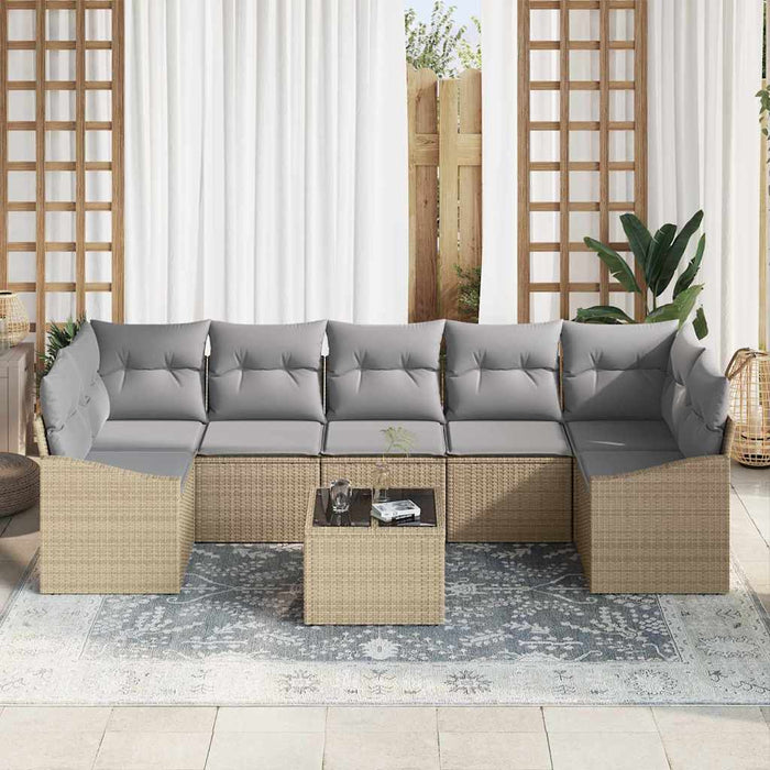 Set de canapele pentru grădină 8 pcs Bej, Gri 55 x 55 x 37 cm - WALTI WALTI