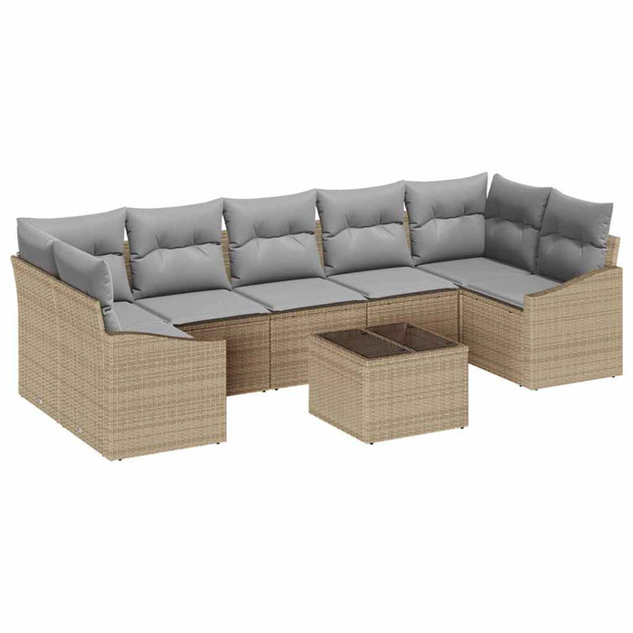 Set de canapele pentru grădină 8 pcs Bej, Gri 55 x 55 x 37 cm - WALTI WALTI