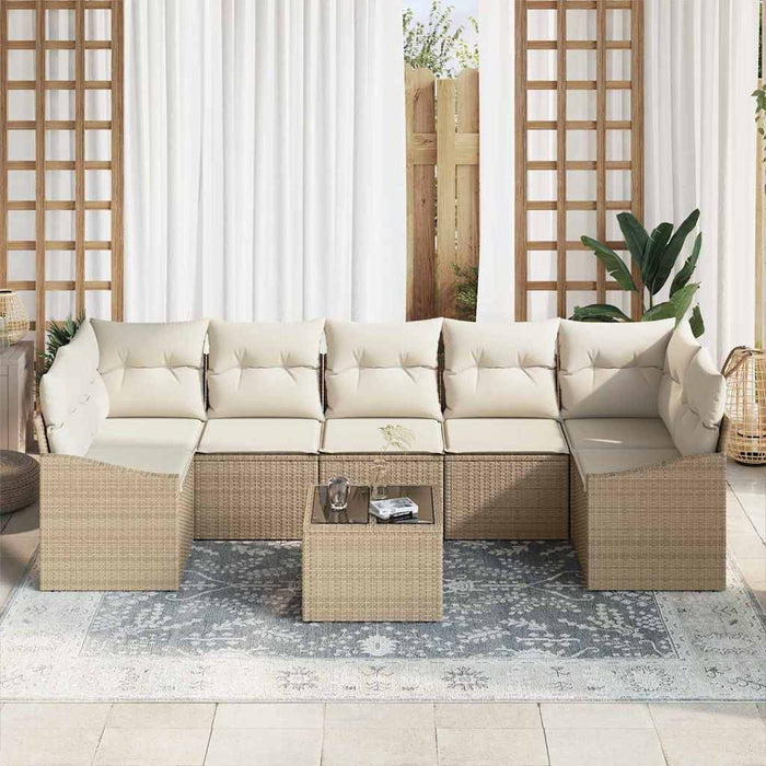 Set de canapea cu pernă 8 pcs Bej și crem poliratan - WALTI WALTI