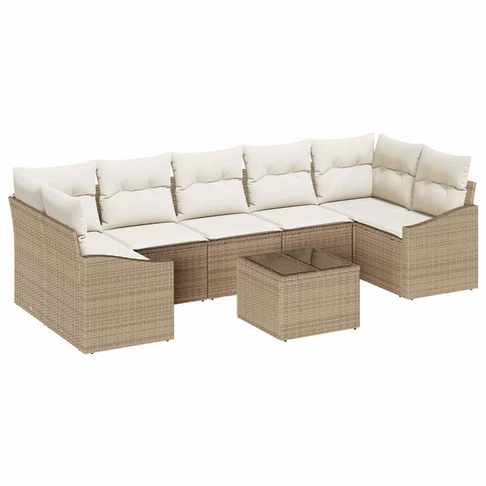 Set de canapea cu pernă 8 pcs Bej și crem poliratan - WALTI WALTI