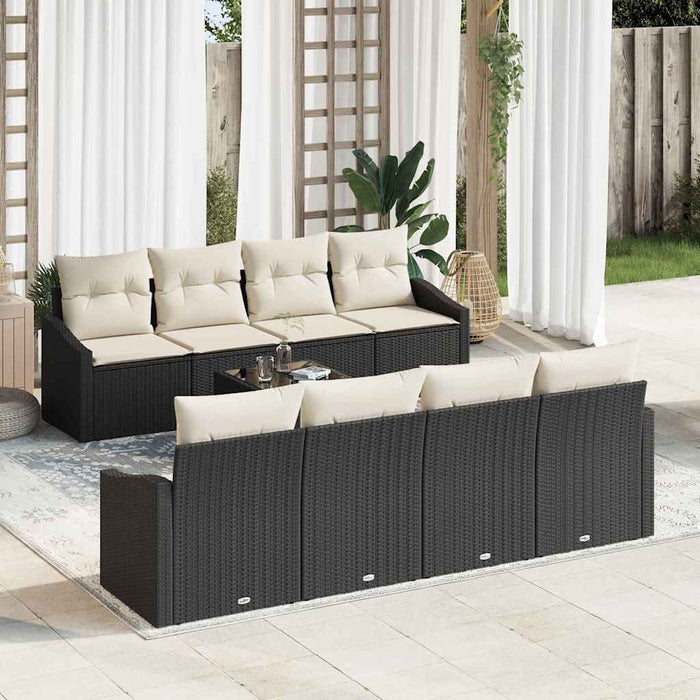 Set de canapele pentru grădină cu pernă 7 pcs Negru, Crem - WALTI WALTI