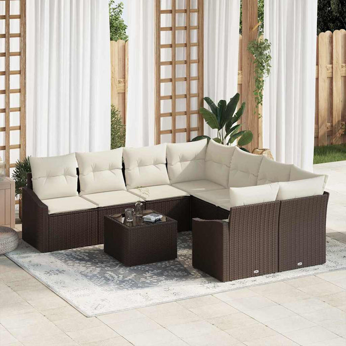 Set de canapele pentru grădină 9 pcs Maro, Crem 55 x 55 x 37 cm - WALTI WALTI