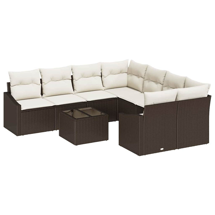 Set de canapele pentru grădină 9 pcs Maro, Crem 55 x 55 x 37 cm - WALTI WALTI