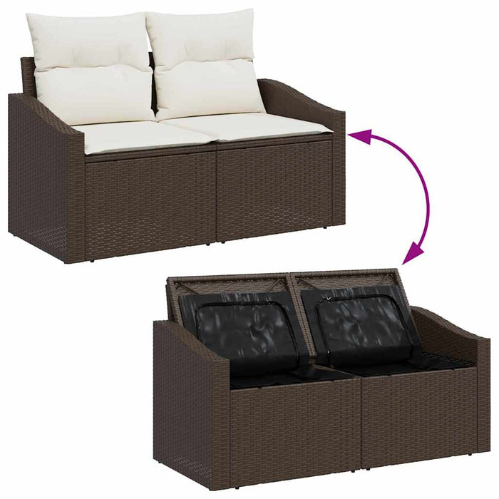 Set de canapele pentru grădină 9 pcs Maro, Crem 55 x 55 x 37 cm - WALTI WALTI