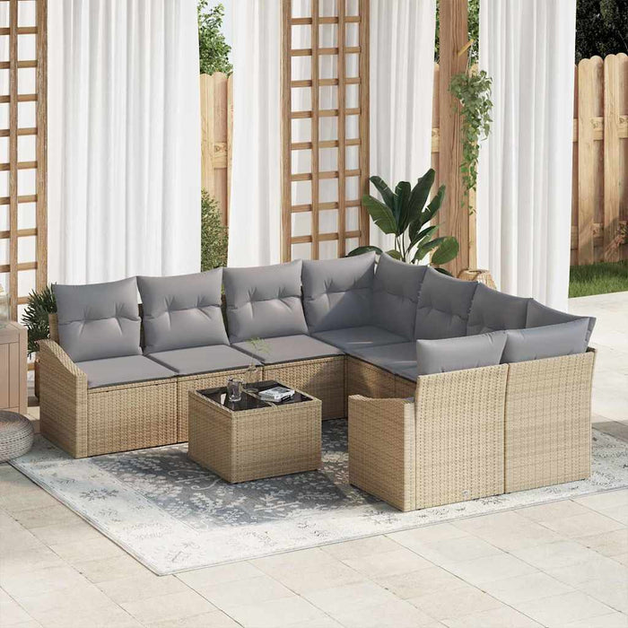 Set de canapele pentru grădină 9 pcs Bej, Gri 55 x 55 x 37 cm - WALTI WALTI