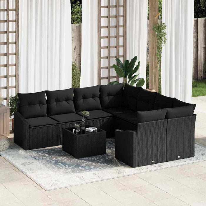 Set de canapele pentru grădină 9 pcs Negru 55 x 55 x 37 cm - WALTI WALTI