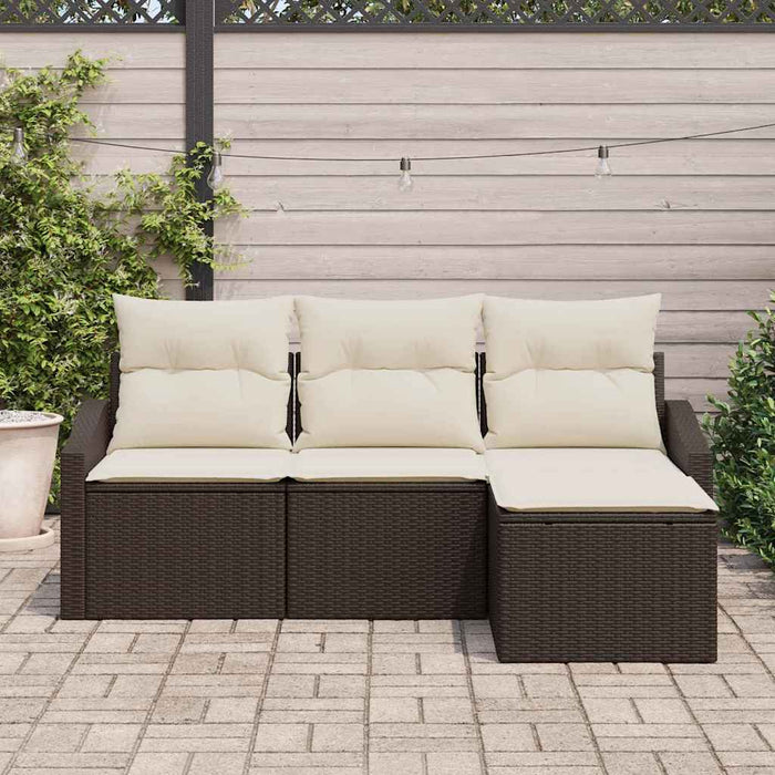 Set de canapele pentru grădină cu pernă 4 pcs Maro, Crem - WALTI WALTI