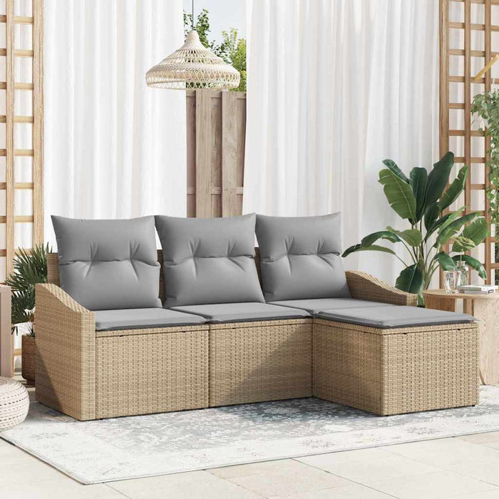 Set de canapele pentru grădină cu pernă 4 pcs Bej, Gri deschis - WALTI WALTI