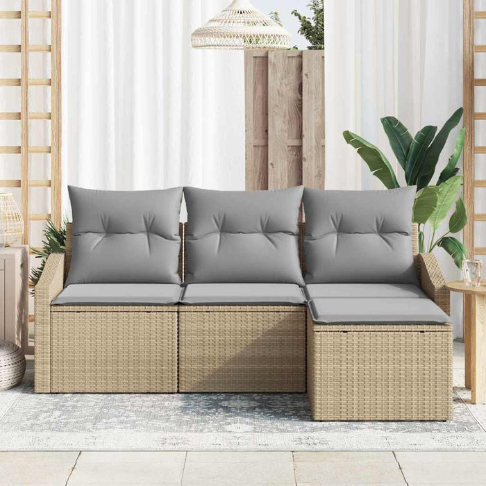 Set de canapele pentru grădină cu pernă 4 pcs Bej, Gri deschis - WALTI WALTI