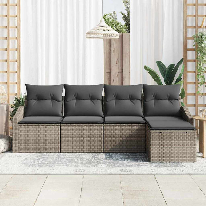 Set de masă pentru grădină cu pernă cu depozitare 5 pcs Gri - WALTI WALTI