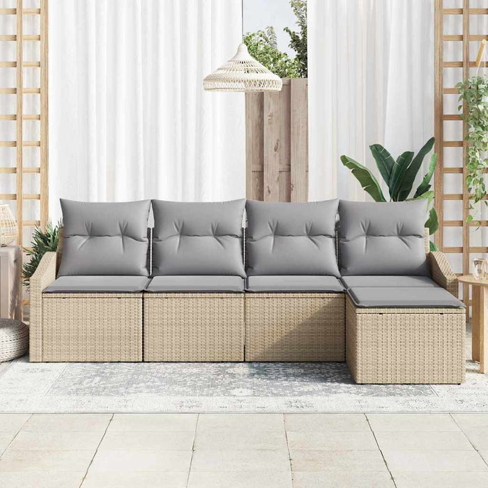 Set de masă pentru grădină cu pernă 5 pcs Bej, Gri deschis - WALTI WALTI