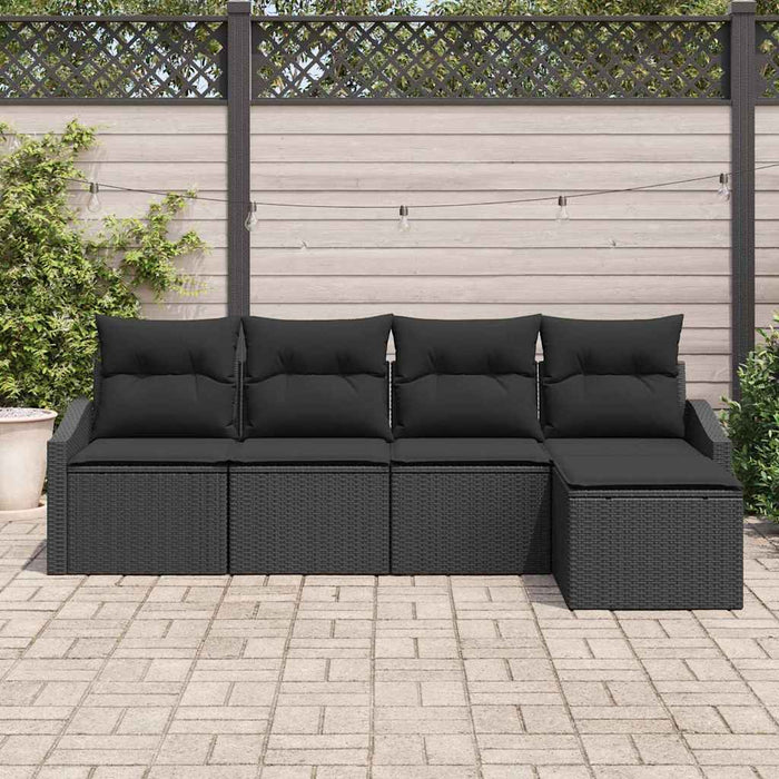 Set de masă pentru grădină cu pernă cu depozitare 5 pcs Negru - WALTI WALTI