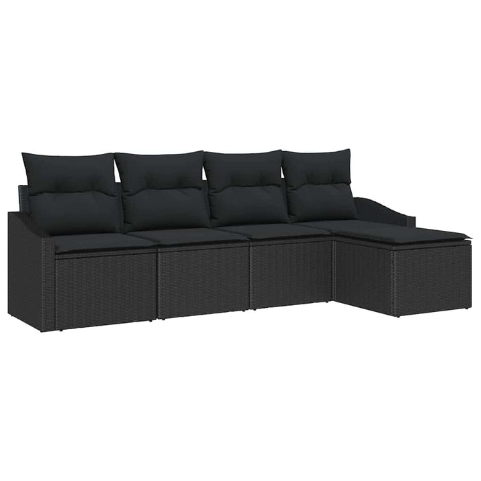 Set de masă pentru grădină cu pernă cu depozitare 5 pcs Negru - WALTI WALTI