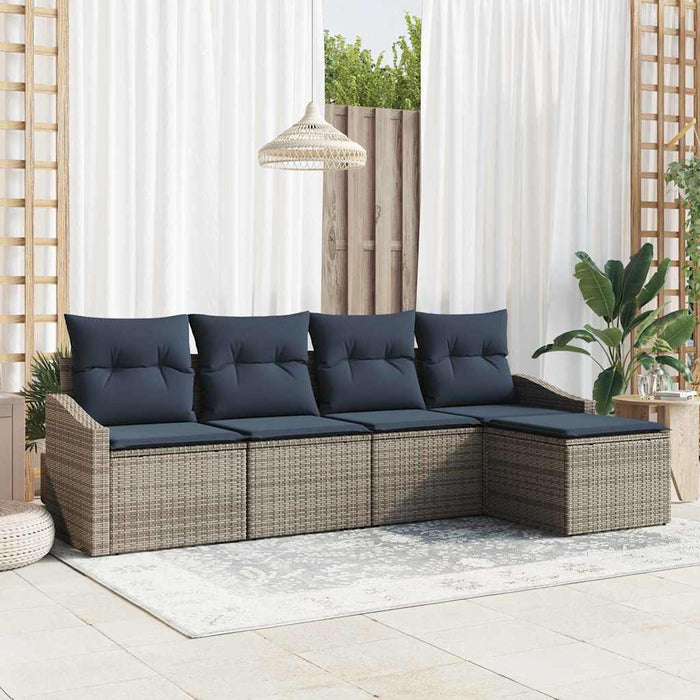 Set de canapea cu pernă 5 pcs Gri și bleumarin poliratan - WALTI WALTI