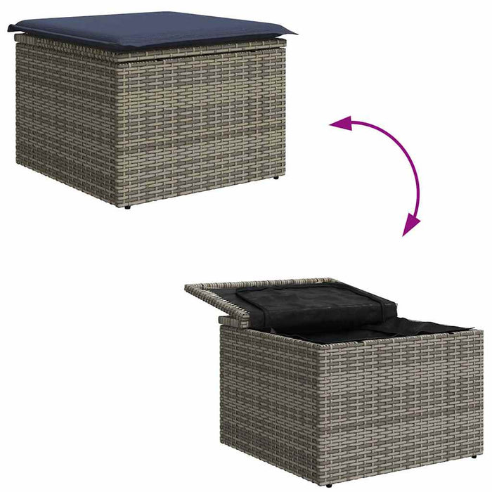 Set de canapea cu pernă 5 pcs Gri și bleumarin poliratan - WALTI WALTI