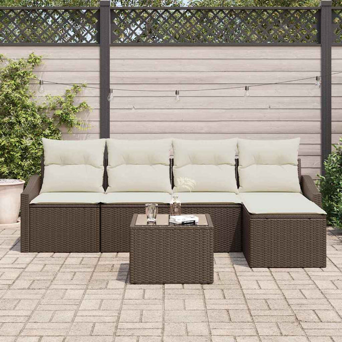 Set de masă pentru grădină cu pernă 6 pcs Maro, Crem - WALTI WALTI