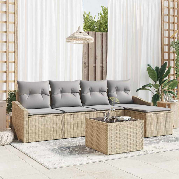 Set de masă pentru grădină cu pernă 6 pcs Bej, Gri deschis - WALTI WALTI