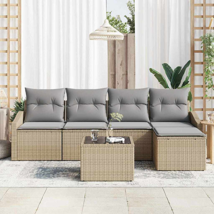 Set de masă pentru grădină cu pernă 6 pcs Bej, Gri deschis - WALTI WALTI