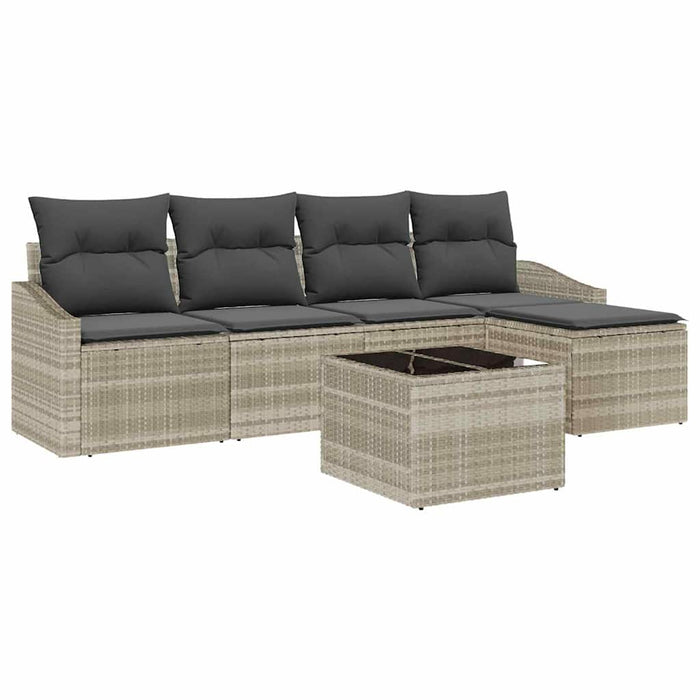 Set de canapea 6 buc. Gri deschis poliratan WALTI
