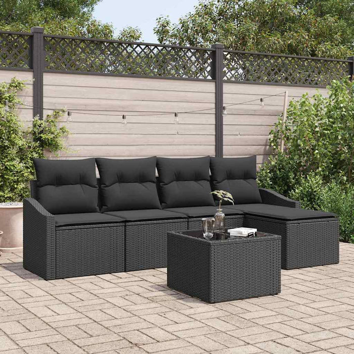 Set de masă pentru grădină cu pernă cu depozitare 6 pcs Negru - WALTI WALTI