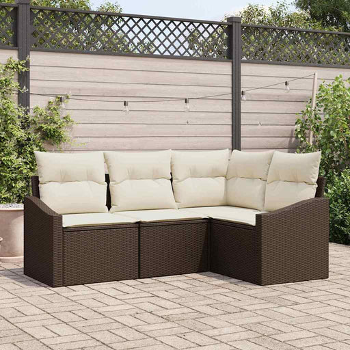 Set de masă pentru grădină cu pernă 4 pcs Maro, Crem - WALTI WALTI
