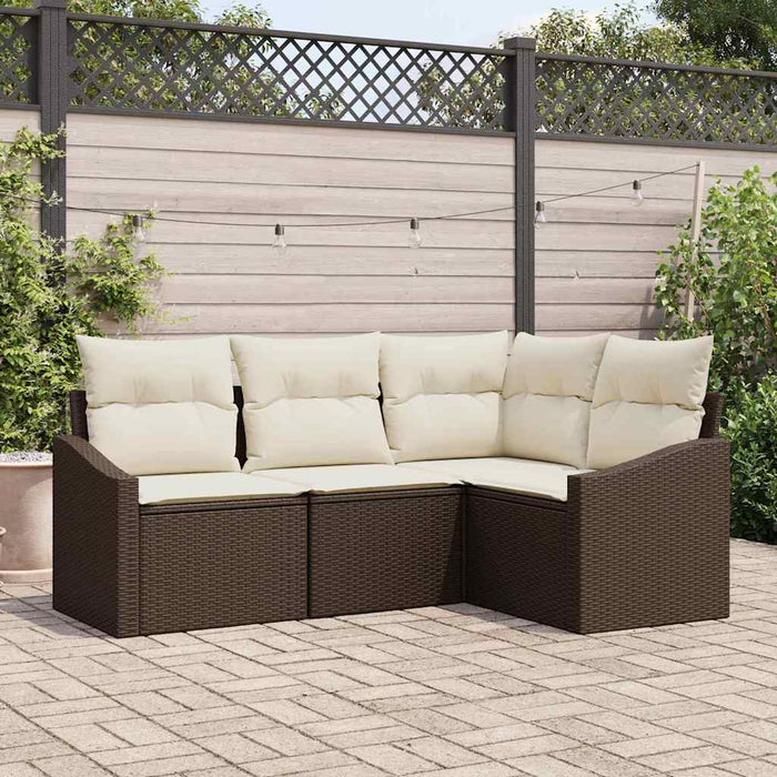 Set de masă pentru grădină cu pernă 4 pcs Maro, Crem - WALTI WALTI