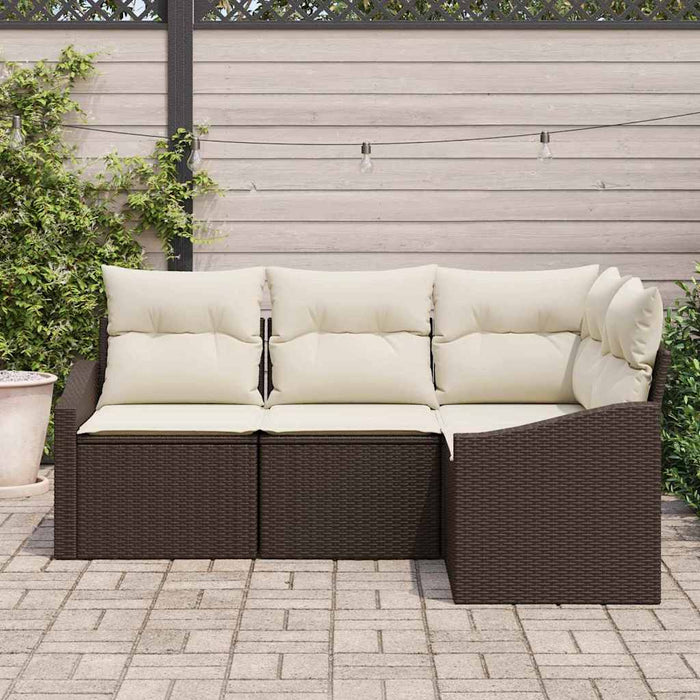 Set de masă pentru grădină cu pernă 4 pcs Maro, Crem - WALTI WALTI