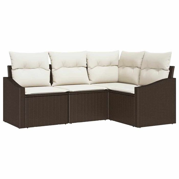 Set de masă pentru grădină cu pernă 4 pcs Maro, Crem - WALTI WALTI