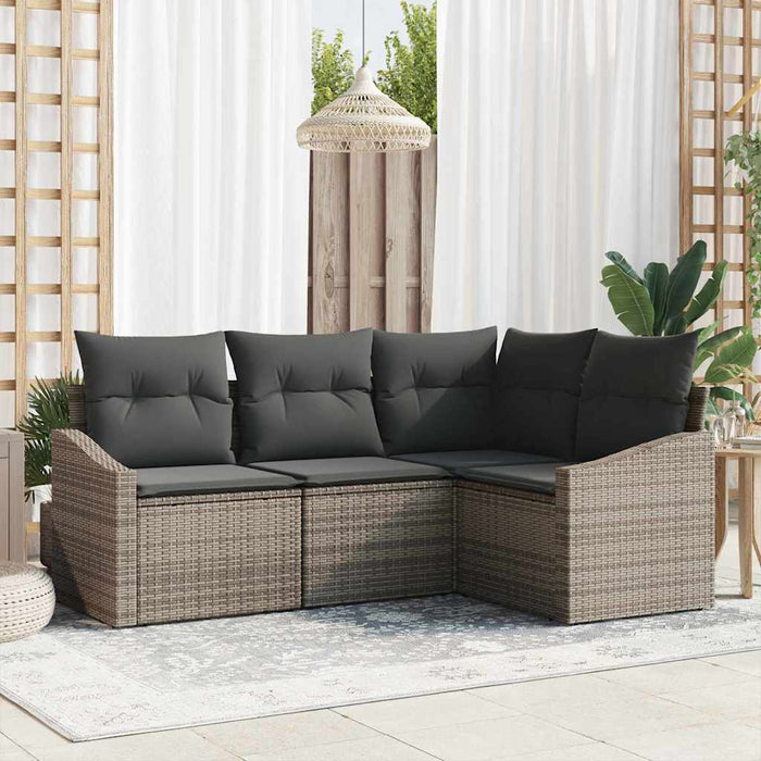 Set de masă pentru grădină cu pernă cu depozitare 4 pcs Gri - WALTI WALTI
