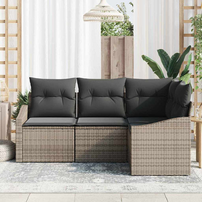 Set de masă pentru grădină cu pernă cu depozitare 4 pcs Gri - WALTI WALTI