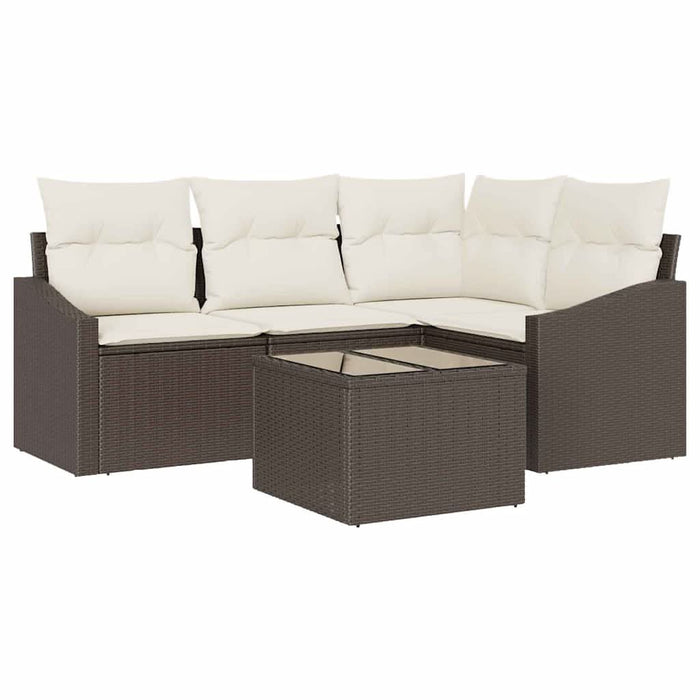 Set de masă pentru grădină cu pernă 5 pcs Maro, Crem - WALTI WALTI