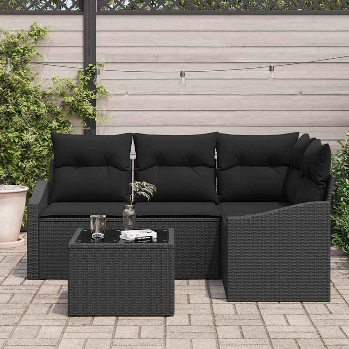 Set de masă pentru grădină cu pernă cu depozitare 5 pcs Negru - WALTI WALTI